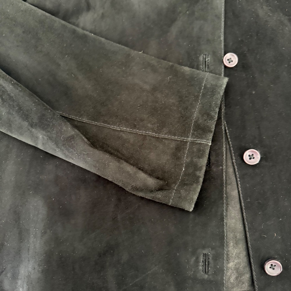 INC International Concepts Black Genuine Leather Suede Shirt Jacket M Y2K Grunge - Picture 7 of 10